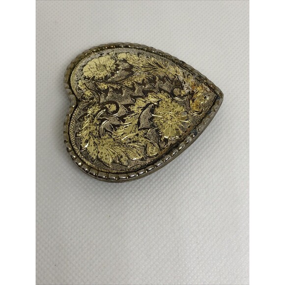 VINTAGE WESTERN BELT BUCKLE (ORNATE HEART SHAPED DESIGN) - Picture 3 of 9